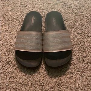 Adidas slides silver and pink